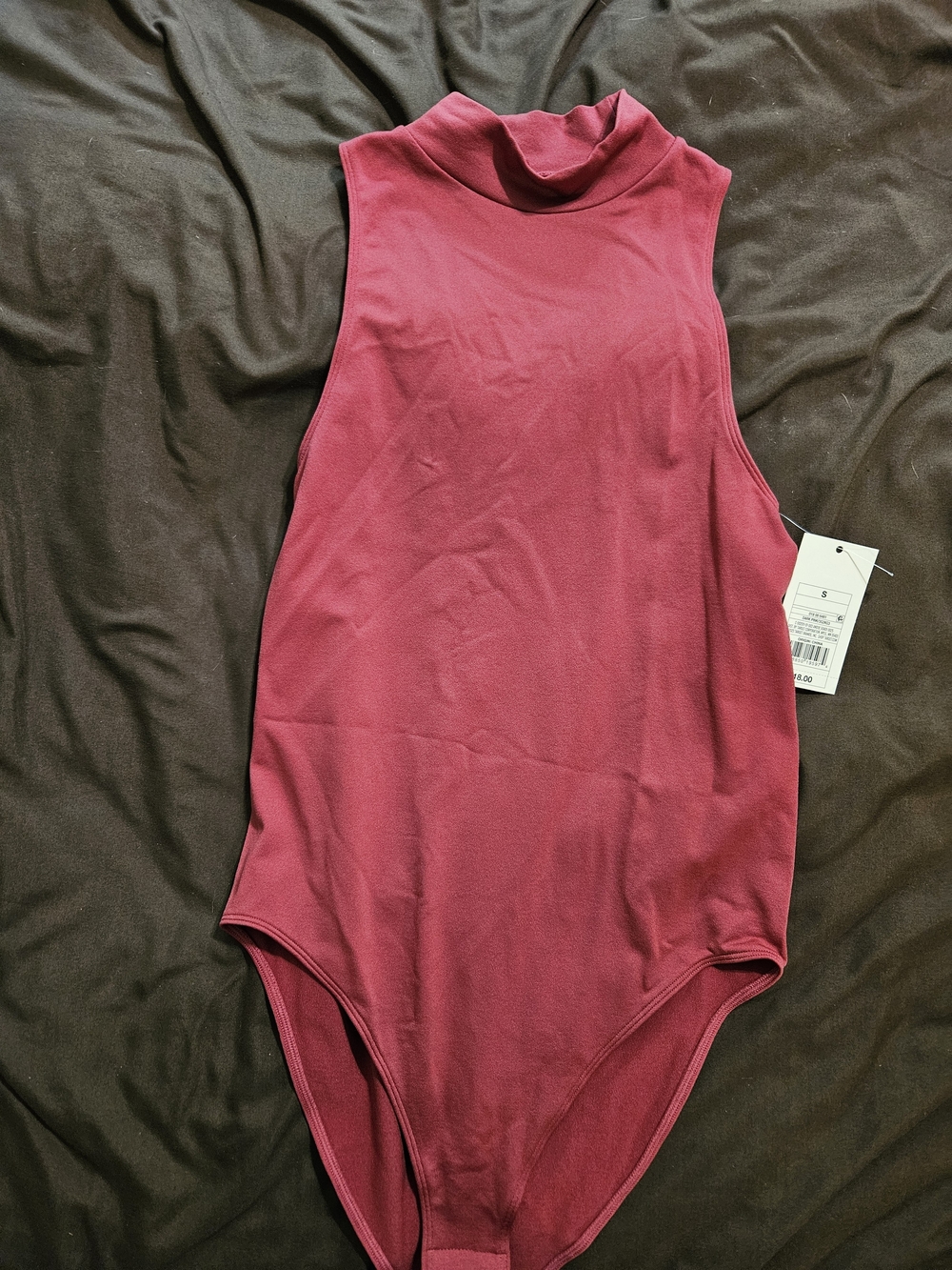 a new day Burgundy Sleeveless Mock Neck Bodysuit